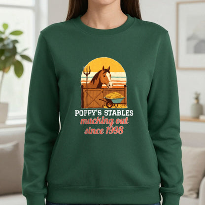 Personalised Stables T-Shirt & Sweatshirt Sweatshirt in Forest Green, worn, our photo