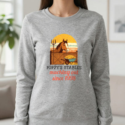 Personalised Stables T-Shirt & Sweatshirt Sweatshirt in Sport Grey, worn, our photo