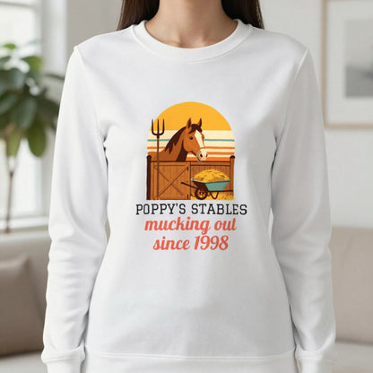 Personalised Stables T-Shirt & Sweatshirt Sweatshirt in White, worn, our photo