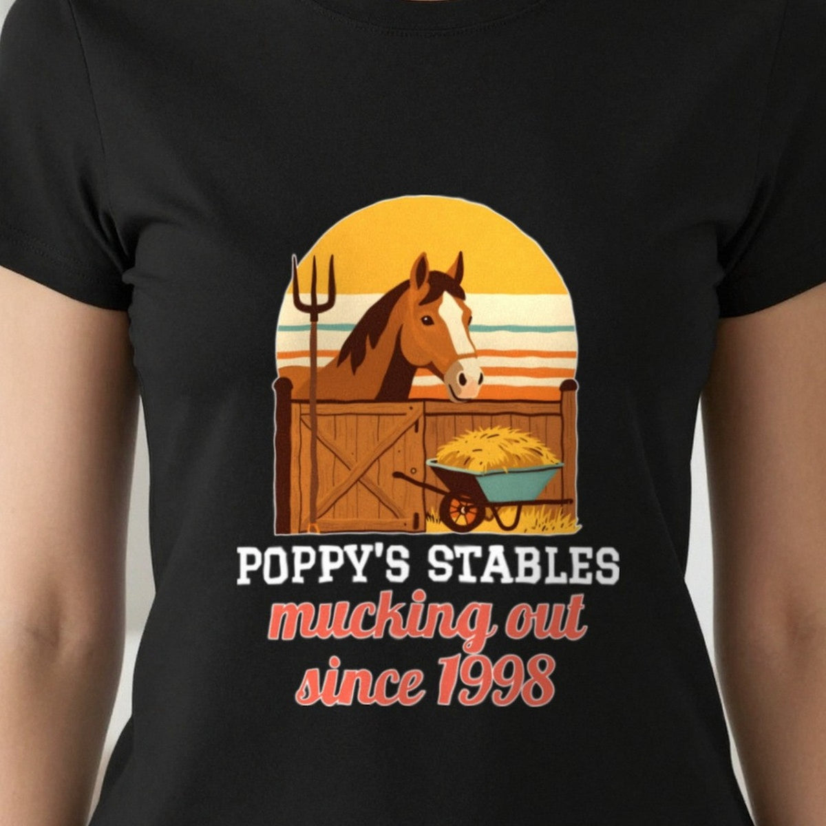 Personalised Stables T-Shirt & Sweatshirt print close-up, our photo