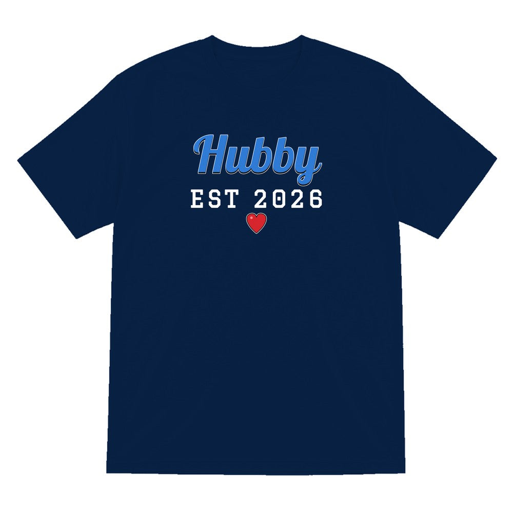 Personalised Hubby Est. T-Shirt laid flat