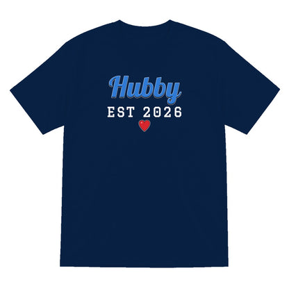 Personalised Hubby Est. T-Shirt laid flat