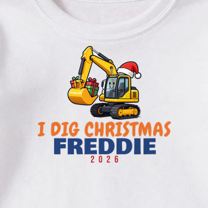 I Dig Christmas Digger personalised print close-up