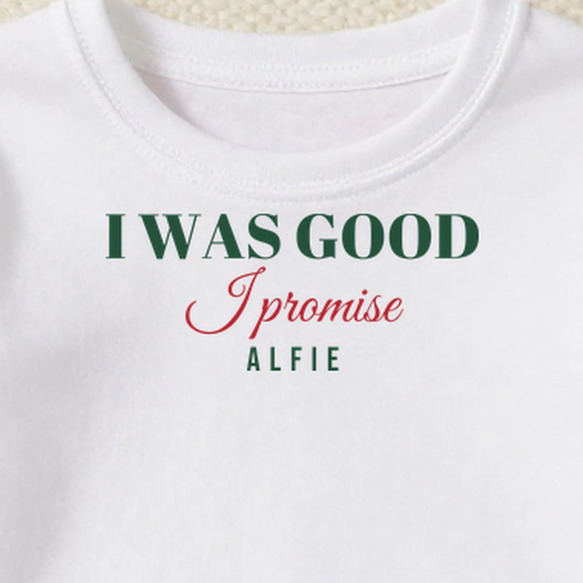 I Was Good I Promise personalised print close-up