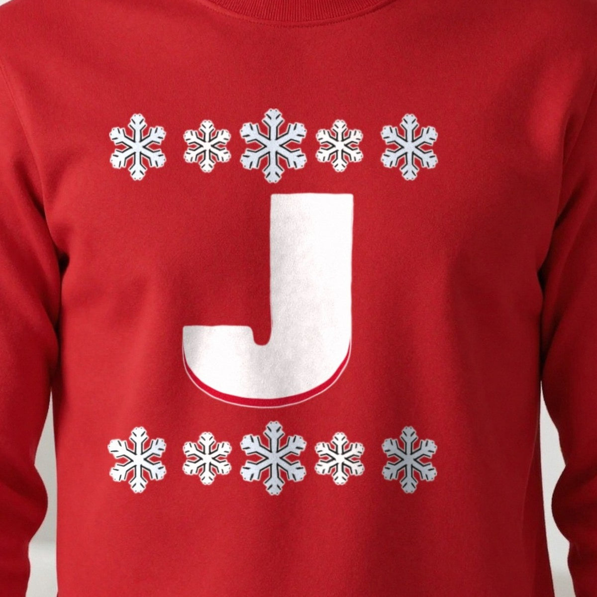 Personalised Initial Christmas Jumper print close-up, our photo