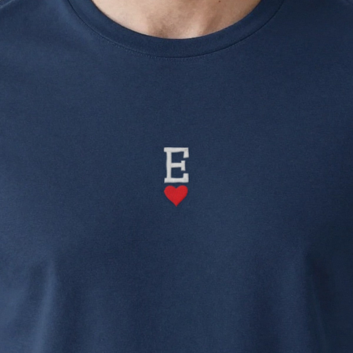 Initial Sweatshirt with a Heart, adult t-shirt in navy, embroidered