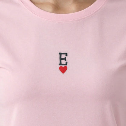 Initial Sweatshirt with a Heart, adult t-shirt in light pink, embroidered