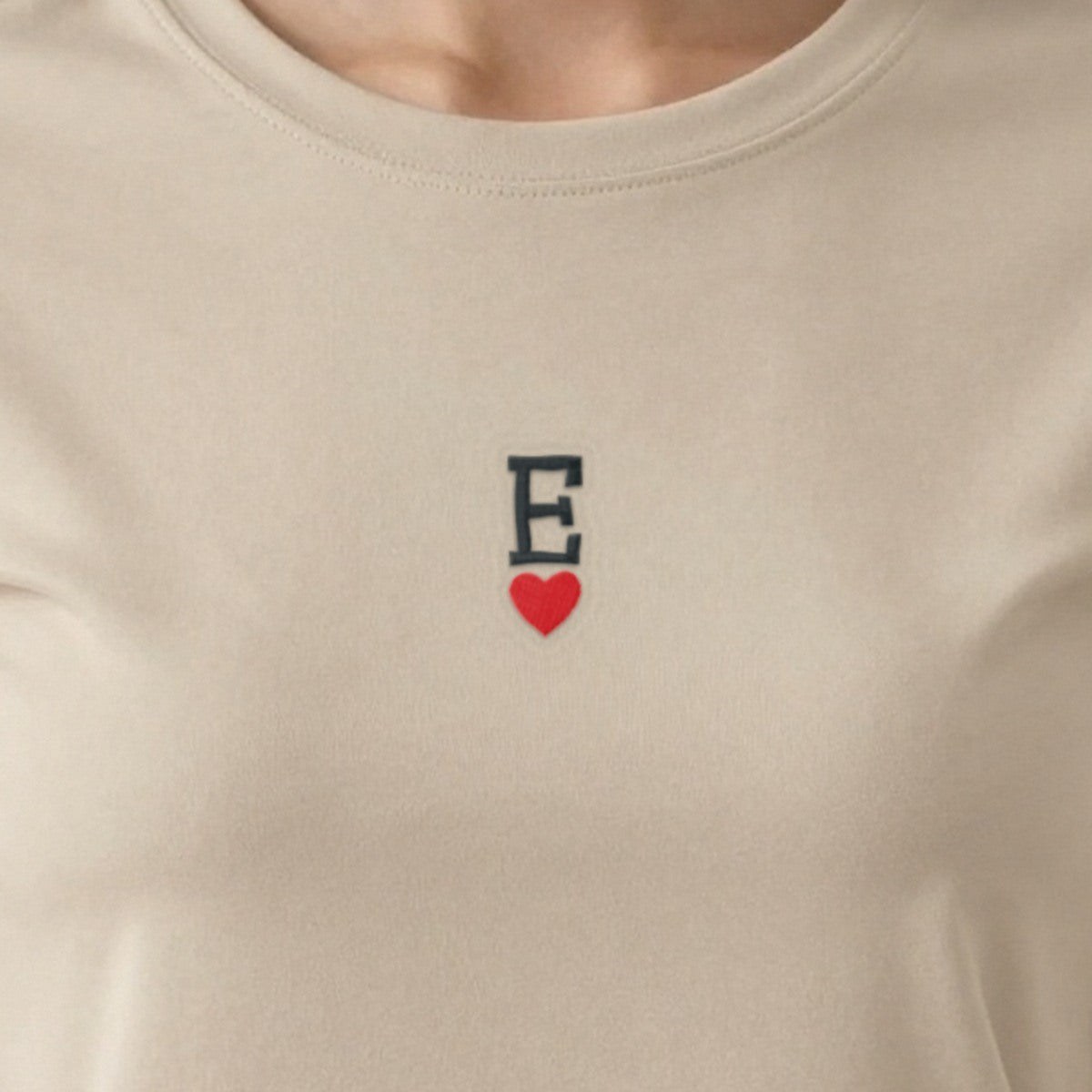 Initial Sweatshirt with a Heart, adult t-shirt in sand, embroidered