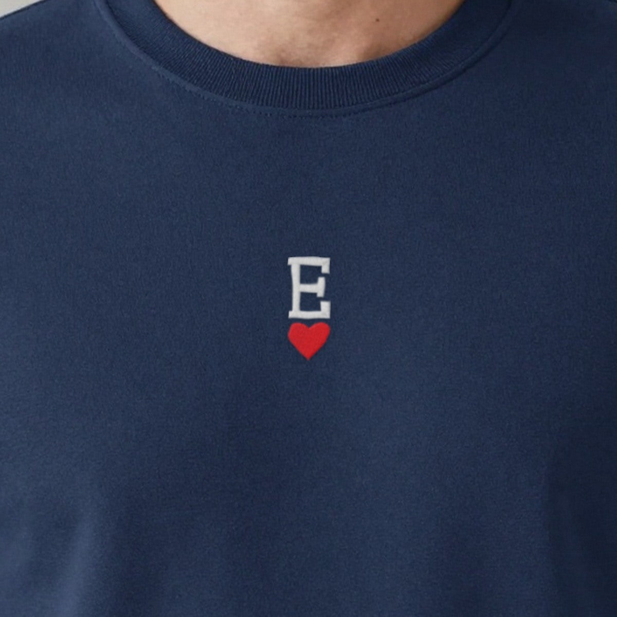 Initial Sweatshirt with a Heart, adult sweatshirt in navy, embroidered