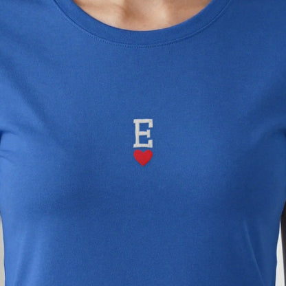 Initial Sweatshirt with a Heart, adult t-shirt in royal, embroidered