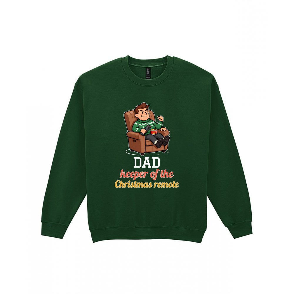 Personalised Keeper Of The Remote Christmas Jumper & T-Shirt laid flat