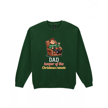 Personalised Keeper Of The Remote Christmas Jumper & T-Shirt laid flat