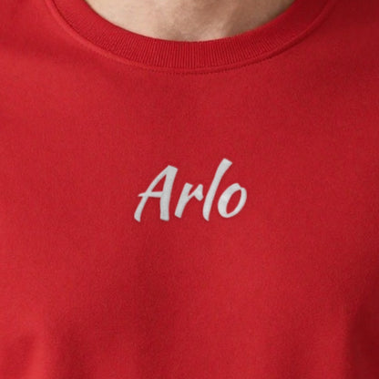 Kids Name Jumper, adult sweatshirt in red, embroidered