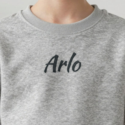 Kids Name Jumper, kids sweatshirt in ash, embroidered