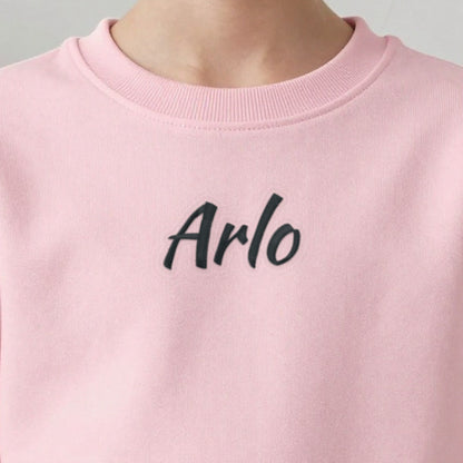 Kids Name Jumper, kids sweatshirt in light pink, embroidered