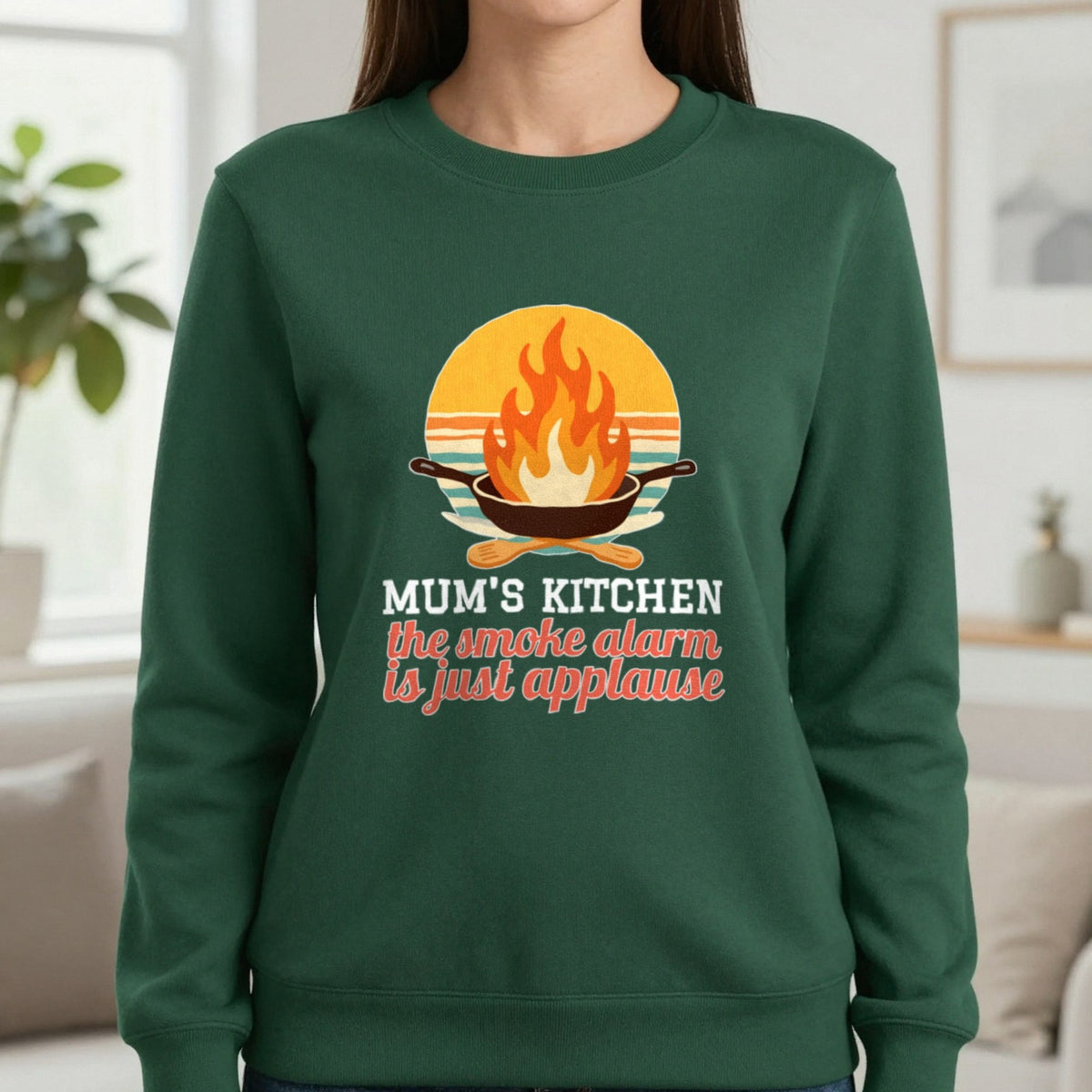 Personalised Kitchen T-Shirt & Sweatshirt Sweatshirt in Forest Green, worn, our photo