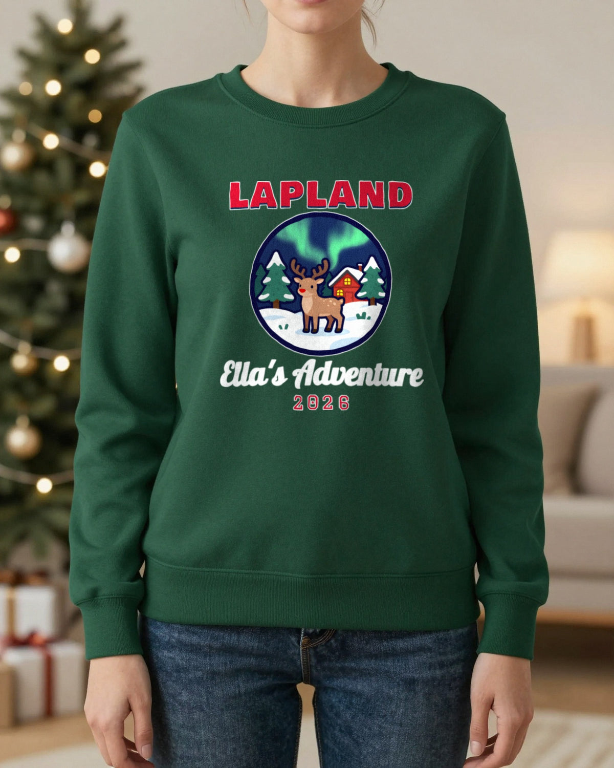 Personalised Lapland Christmas Jumper & T-Shirt worn