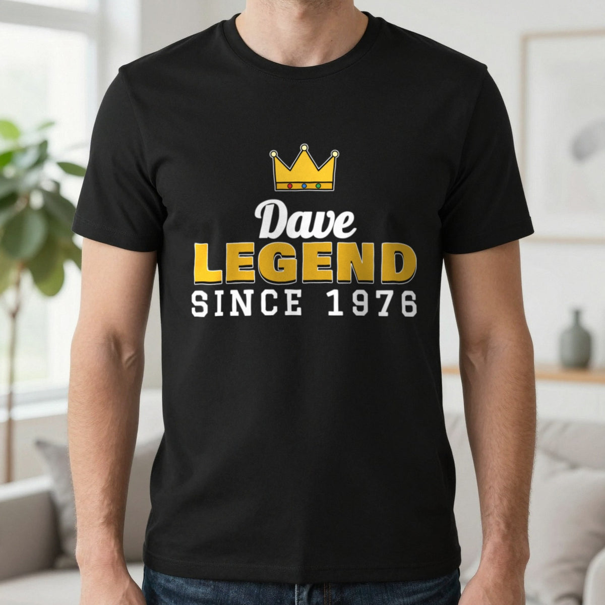 Personalised Legend Since Year T-Shirt T-Shirt in Black, worn, our photo