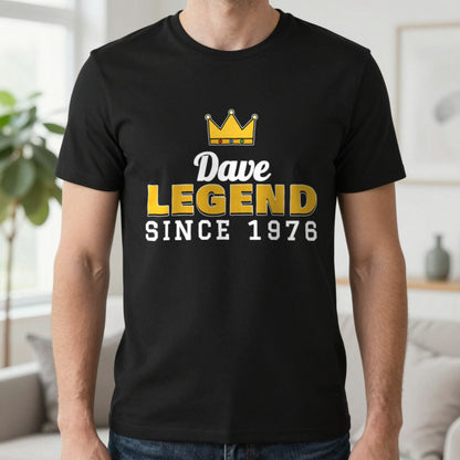 Personalised Legend Since Year T-Shirt T-Shirt in Black, worn, our photo