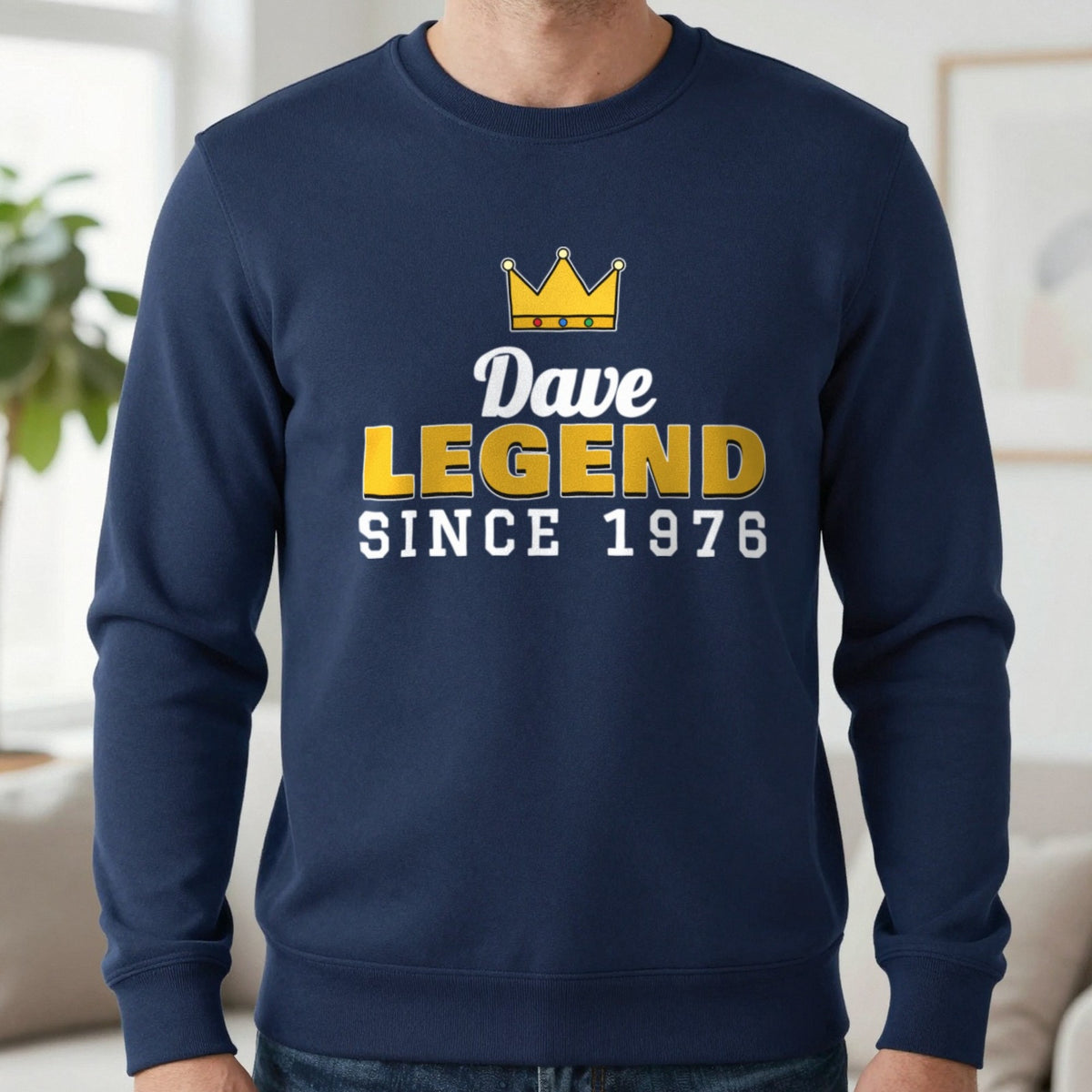 Personalised Legend Since Year T-Shirt Sweatshirt in Navy, worn, our photo