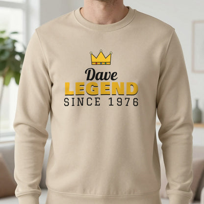 Personalised Legend Since Year T-Shirt Sweatshirt in Sand, worn, our photo
