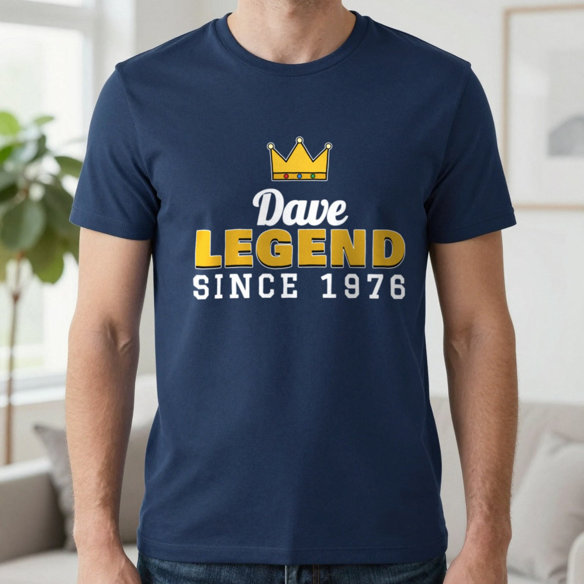 Personalised Legend Since Year T-Shirt T-Shirt in Navy, worn, our photo