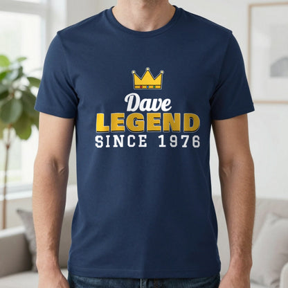 Personalised Legend Since Year T-Shirt T-Shirt in Navy, worn, our photo