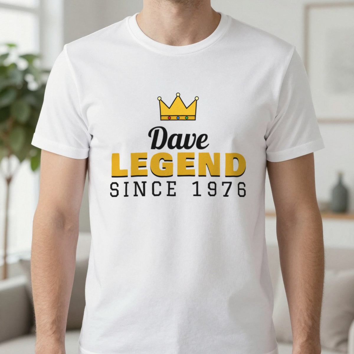 Personalised Legend Since Year T-Shirt T-Shirt in White, worn, our photo