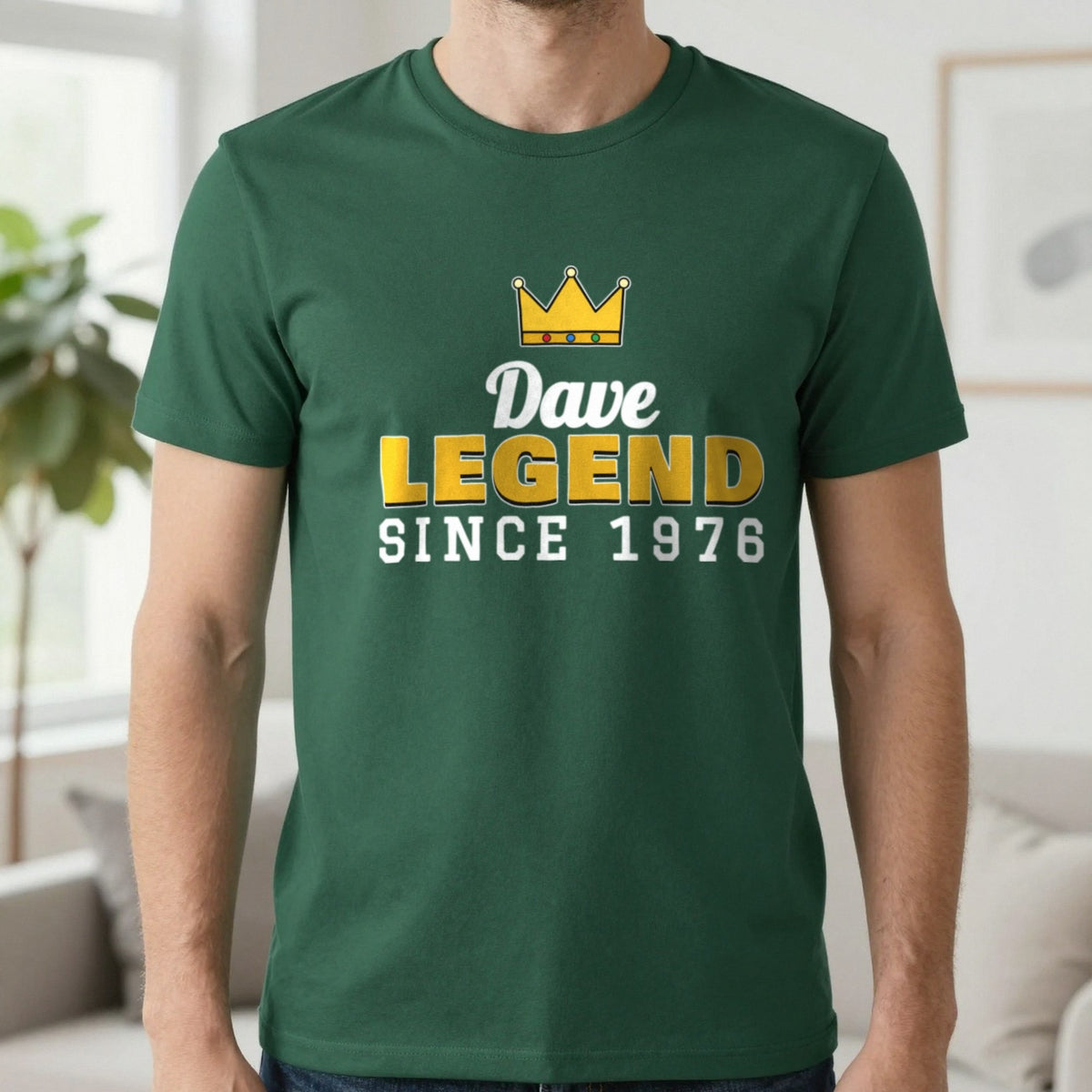 Personalised Legend Since Year T-Shirt T-Shirt in Forest Green, worn, our photo