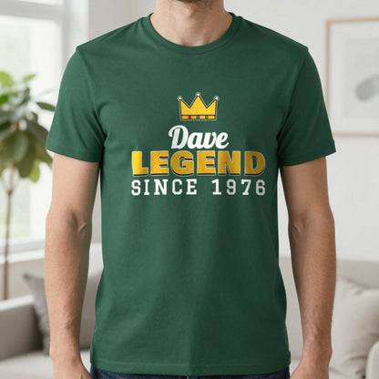 Personalised Legend Since Year T-Shirt T-Shirt in Forest Green, worn, our photo