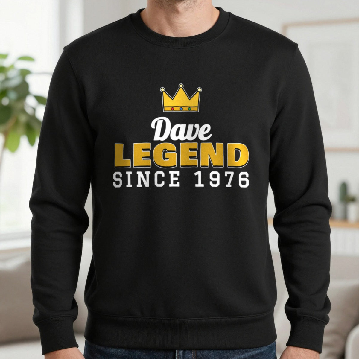 Personalised Legend Since Year T-Shirt Sweatshirt in Black, worn, our photo
