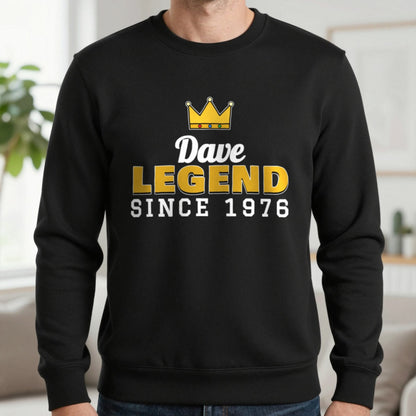 Personalised Legend Since Year T-Shirt Sweatshirt in Black, worn, our photo