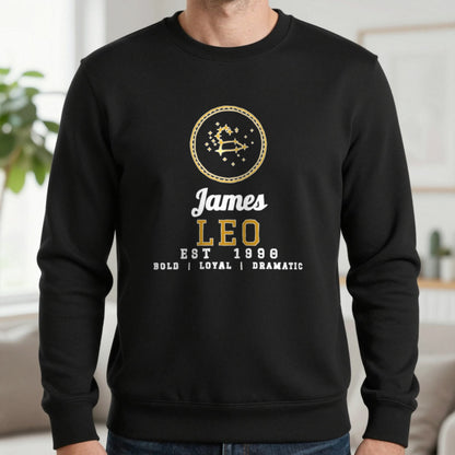Personalised Leo T-Shirt & Sweatshirt Sweatshirt in Black, worn, our photo