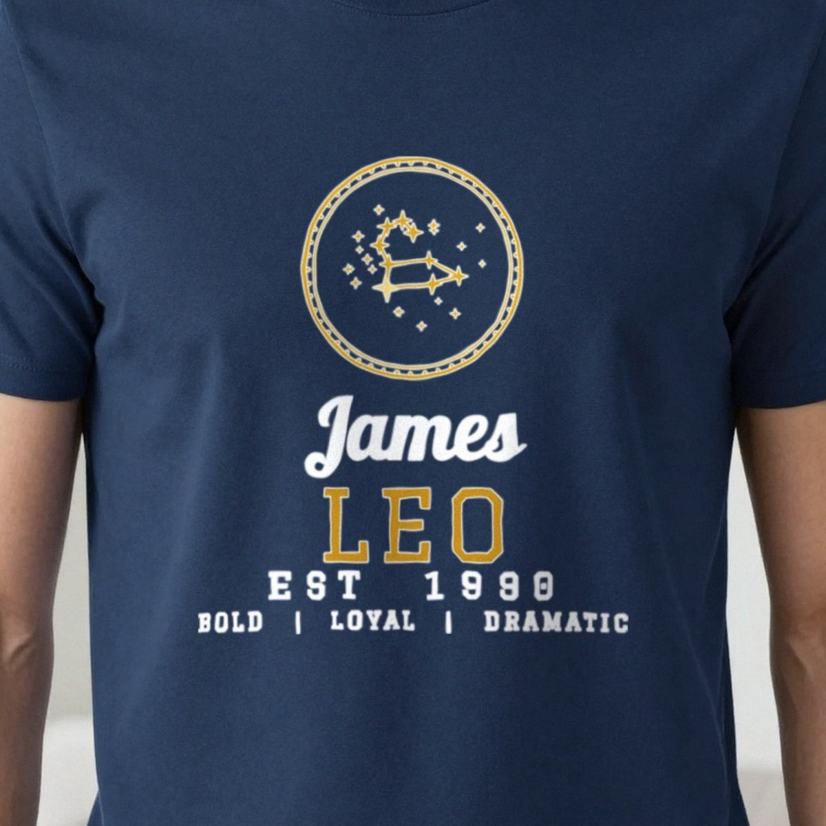 Personalised Leo T-Shirt & Sweatshirt print close-up, our photo