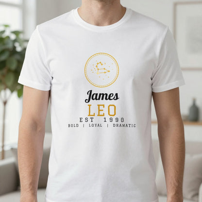 Personalised Leo T-Shirt & Sweatshirt T-Shirt in White, worn, our photo