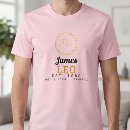 Personalised Leo T-Shirt & Sweatshirt T-Shirt in Light Pink, worn, our photo
