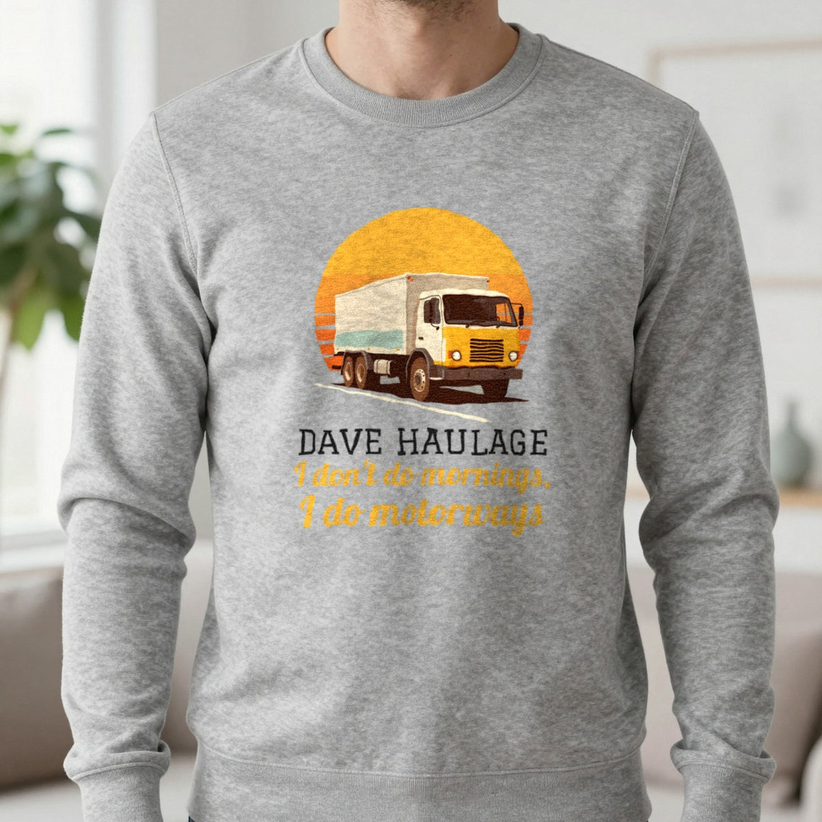 Personalised Haulage T-Shirt & Sweatshirt Sweatshirt in Sport Grey, worn, our photo