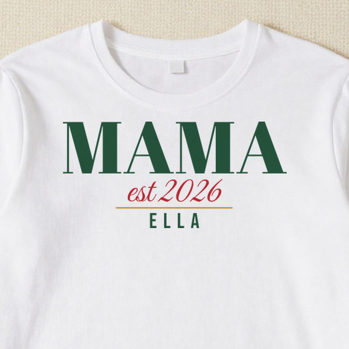 Mama Est New Baby personalised print close-up