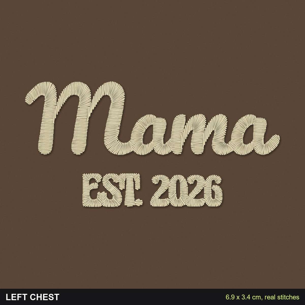 Mama Est. Sweatshirt for a New Mum: close-up of the real stitches with sizes