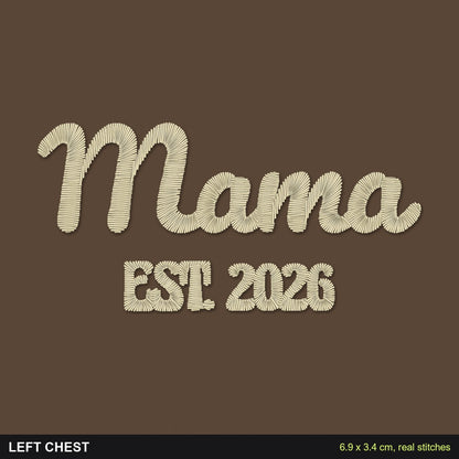 Mama Est. Sweatshirt for a New Mum: close-up of the real stitches with sizes