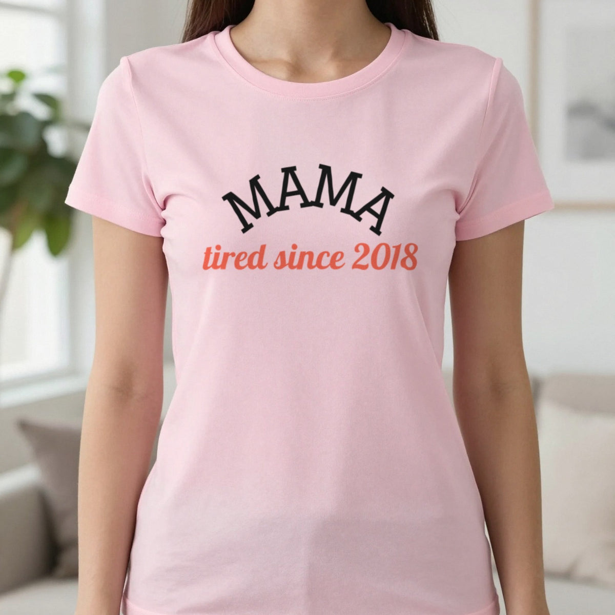 Personalised Mama Sweatshirt & T-Shirt T-Shirt in Light Pink, worn, our photo