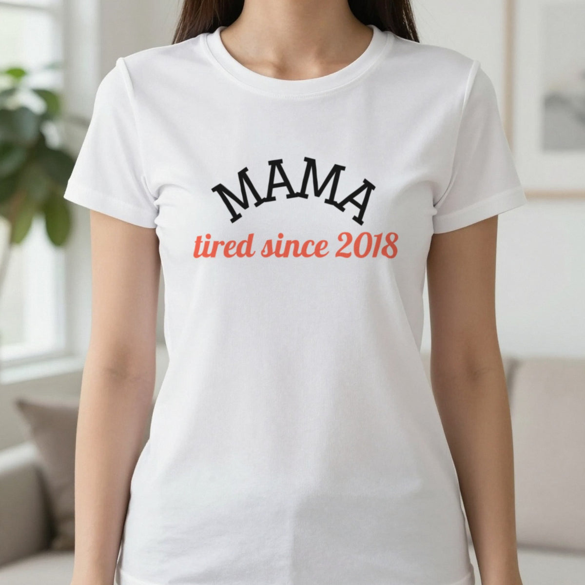 Personalised Mama Sweatshirt & T-Shirt T-Shirt in White, worn, our photo