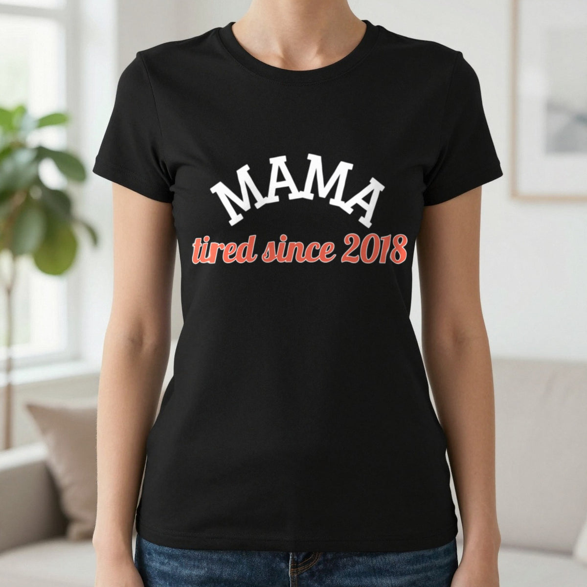 Personalised Mama Sweatshirt & T-Shirt T-Shirt in Black, worn, our photo
