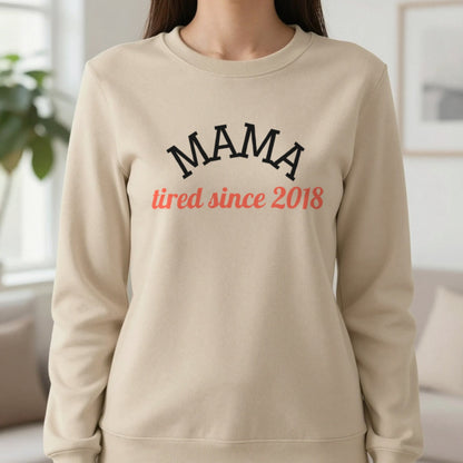 Personalised Mama Sweatshirt & T-Shirt Sweatshirt in Sand, worn, our photo