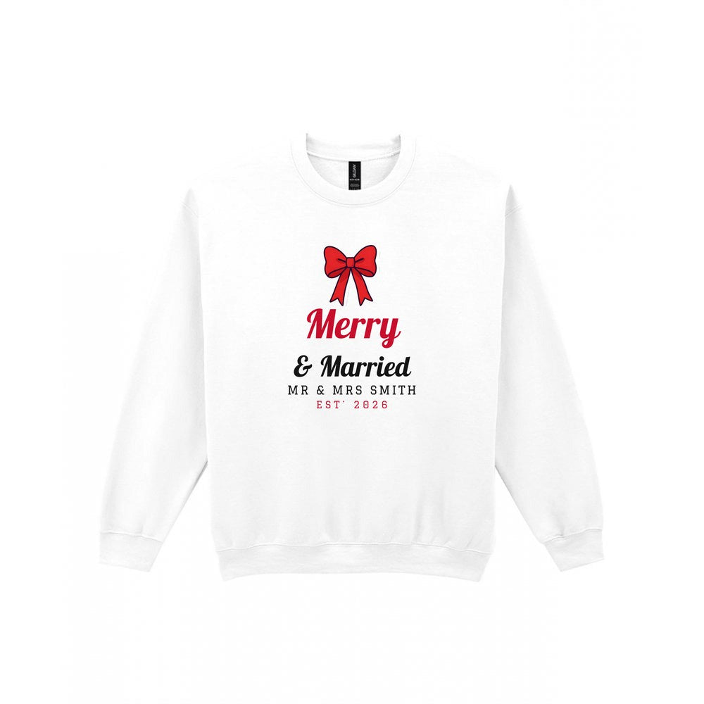 Personalised Merry & Married Christmas Jumper & T-Shirt Sweatshirt in White