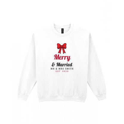 Personalised Merry & Married Christmas Jumper & T-Shirt Sweatshirt in White