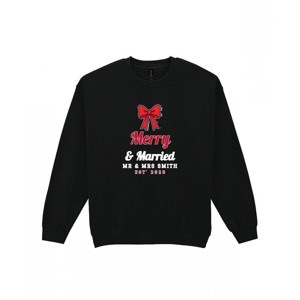 Personalised Merry & Married Christmas Jumper & T-Shirt Sweatshirt in Black