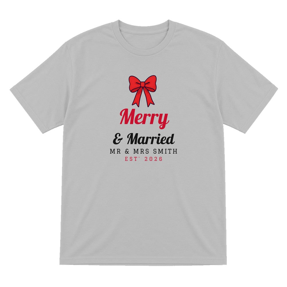 Personalised Merry & Married Christmas Jumper & T-Shirt T-Shirt in Sport Grey