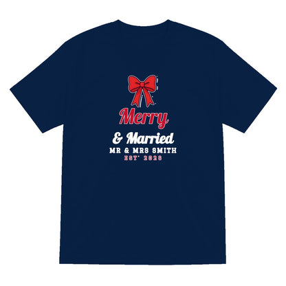 Personalised Merry & Married Christmas Jumper & T-Shirt T-Shirt in Navy