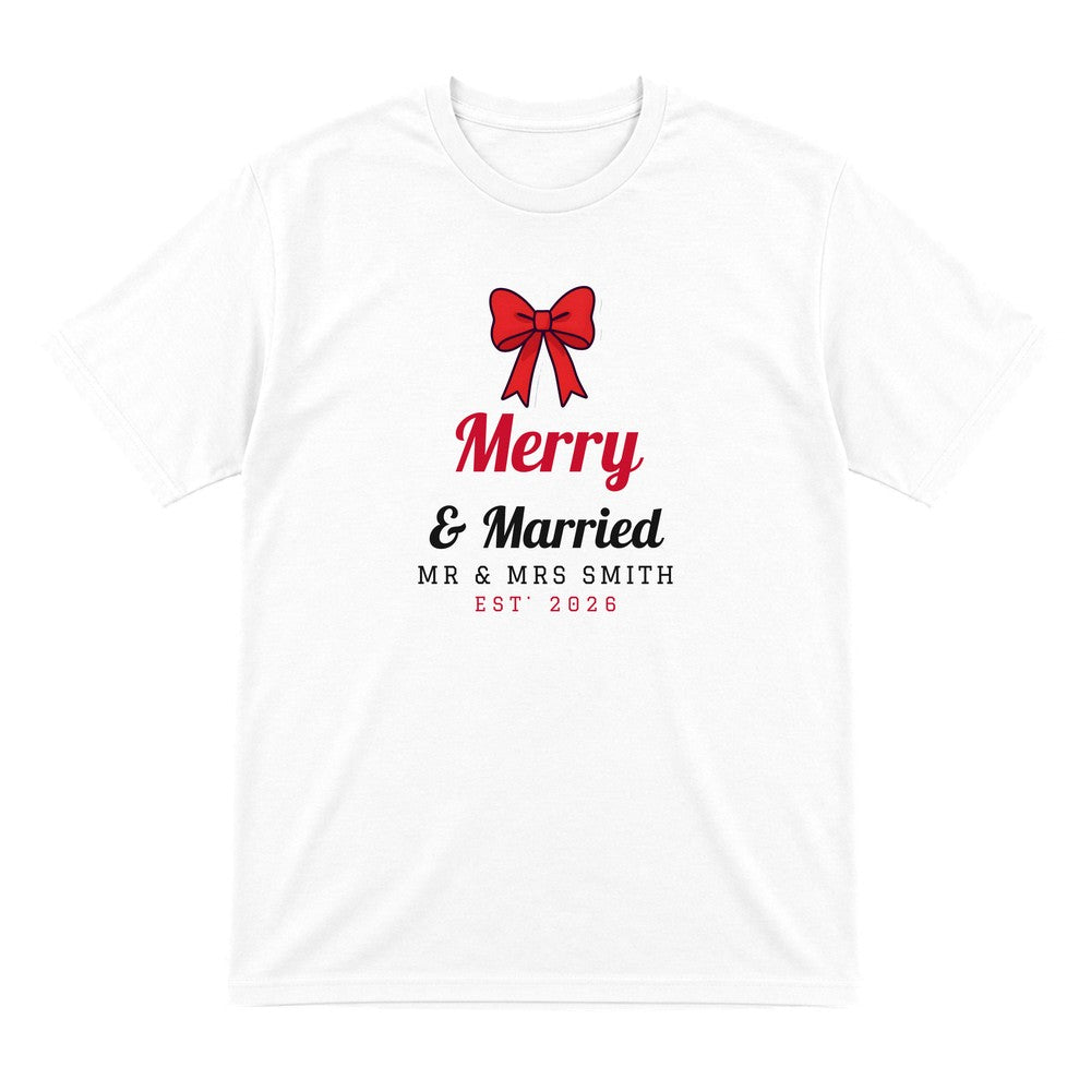 Personalised Merry & Married Christmas Jumper & T-Shirt T-Shirt in White
